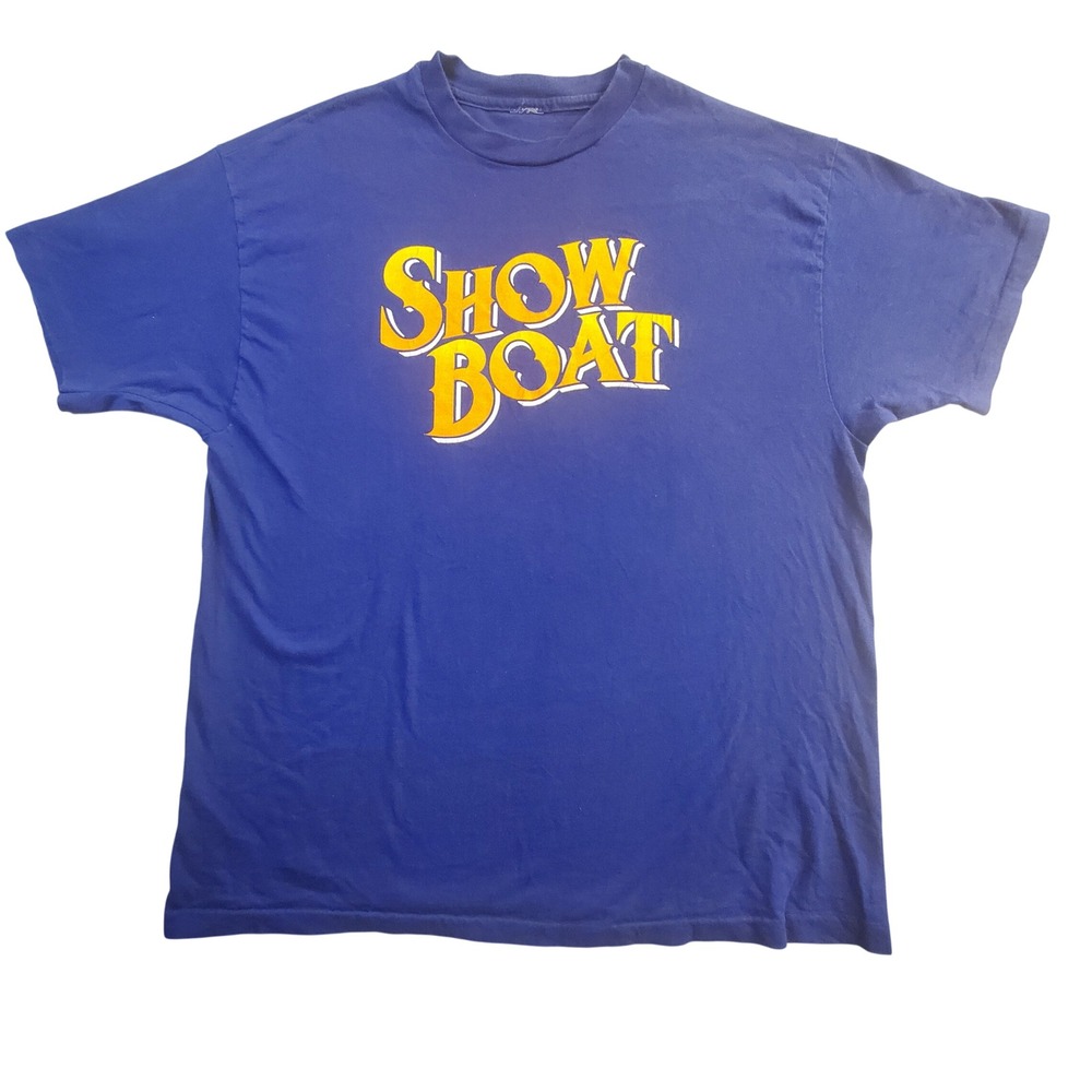 Vintage Show Boat Musical Theater Graphic T-Shirt Blue XL Single Stitch Promo